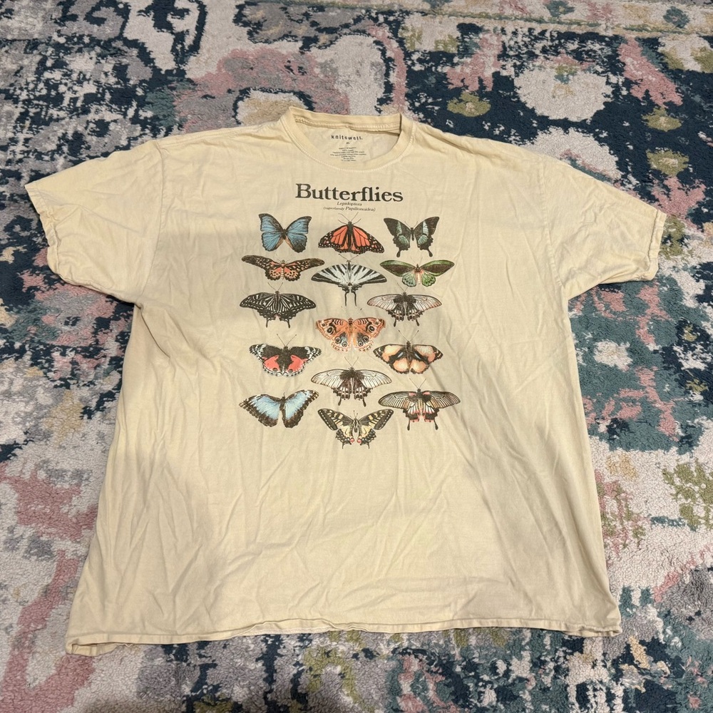 Yellow Butterfly Print Women's Tee